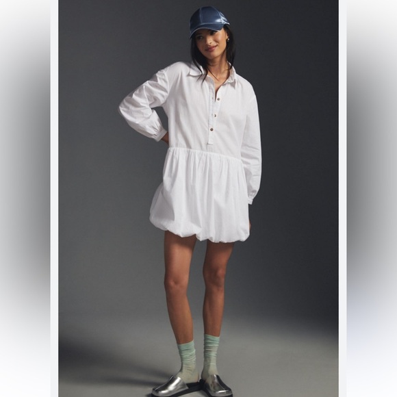 SOLD - Anthropologie White Long Sleeve Dress - Picture 2 of 6